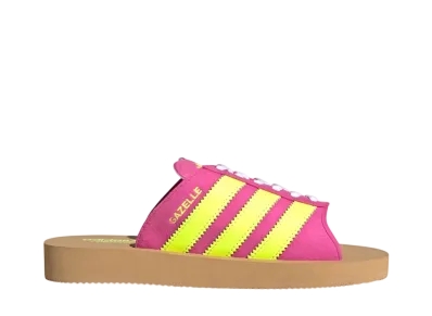 adidas Women's Gazelle Beach Slides "Semi Lucid Fuchsia/Solar Yellow/Gum"