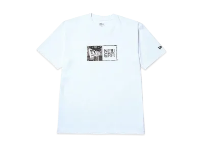 NEW ERA Short Sleeve Cotton T-Shirt Floral Paisley Box Logo Regular Fit "White"