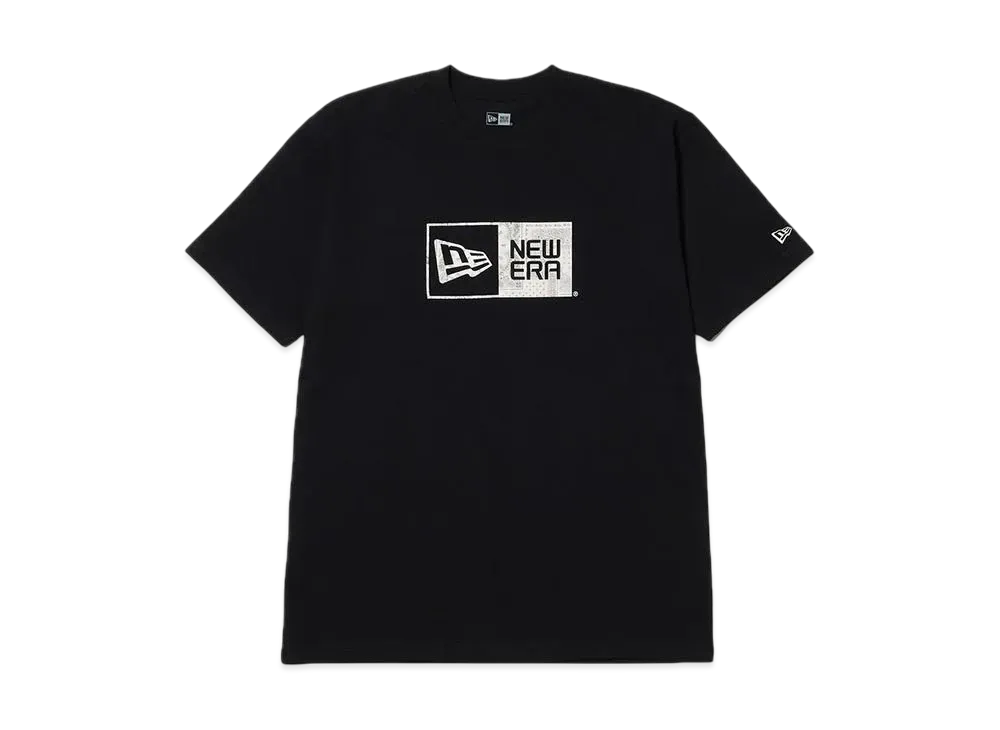 NEW ERA Short Sleeve Cotton T-Shirt Floral Paisley Box Logo Regular Fit "Black"