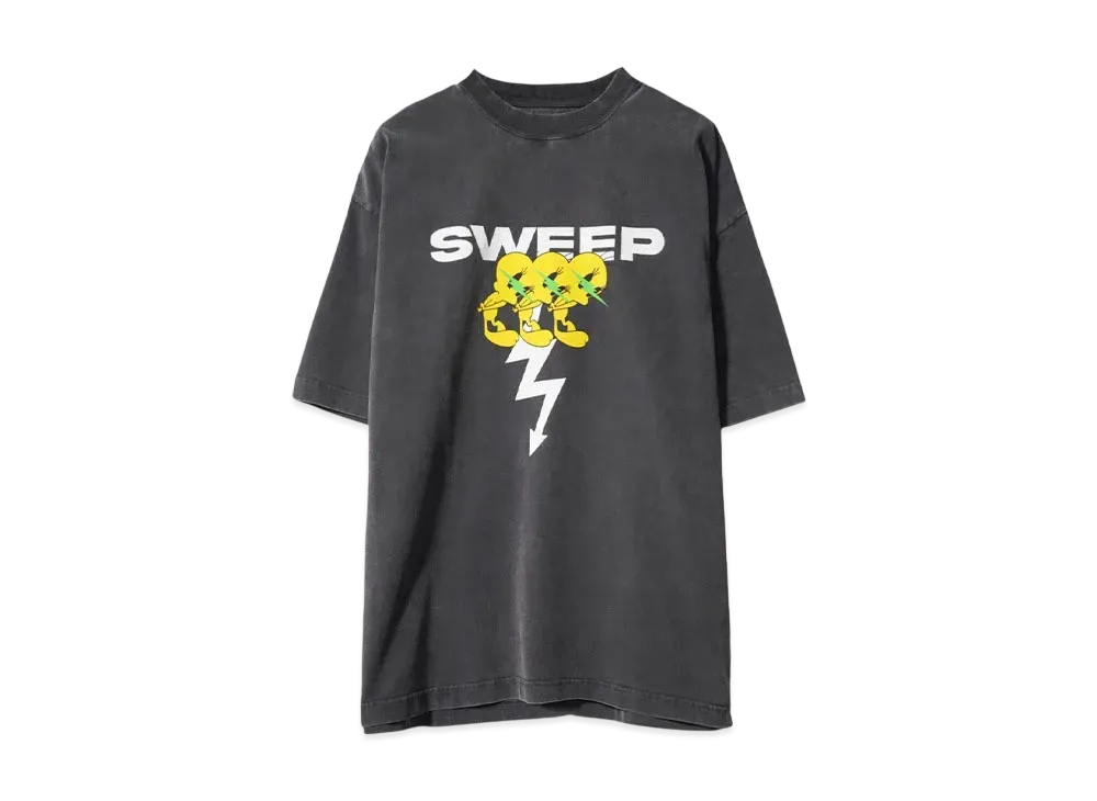 TAIN DOUBLE PUSH SWEEP SHORT SLEEVE T-SHIRTS "BLACK"