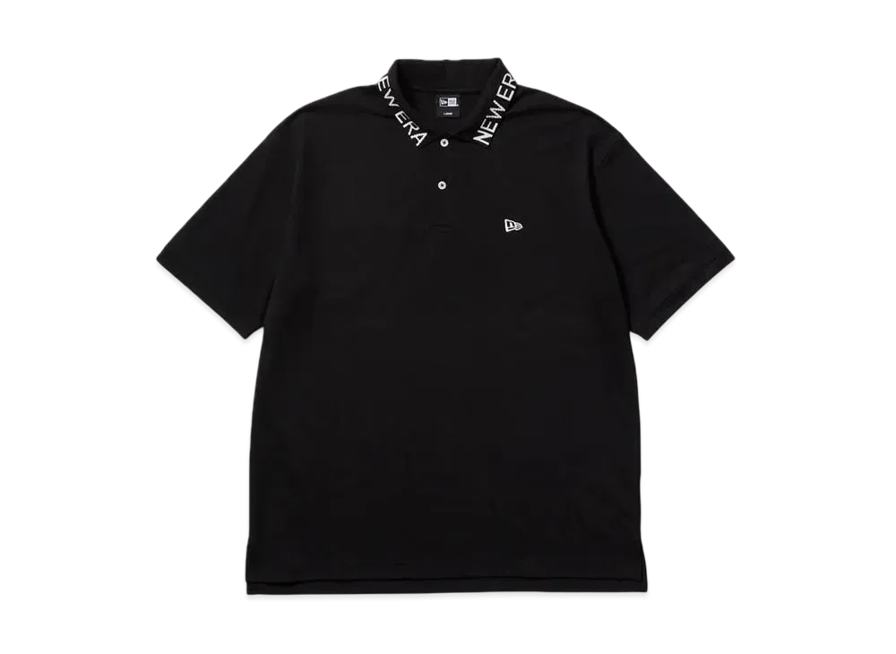 NEW ERA Short Sleeve Oversized Polo Shirt Collar Logo "Black"