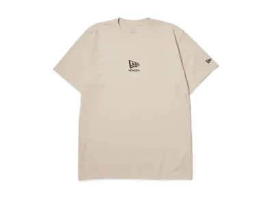 NEW ERA Short Sleeve Performance T-Shirt Flag and Wordmark Regular Fit "Stone"