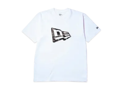 NEW ERA Short Sleeve Cotton T-Shirt Floral Paisley Flag Logo Regular Fit "White"
