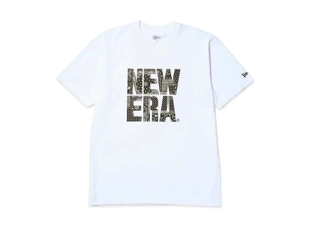 NEW ERA Short Sleeve Cotton T-Shirt Floral Paisley Square New Era Regular Fit "White"