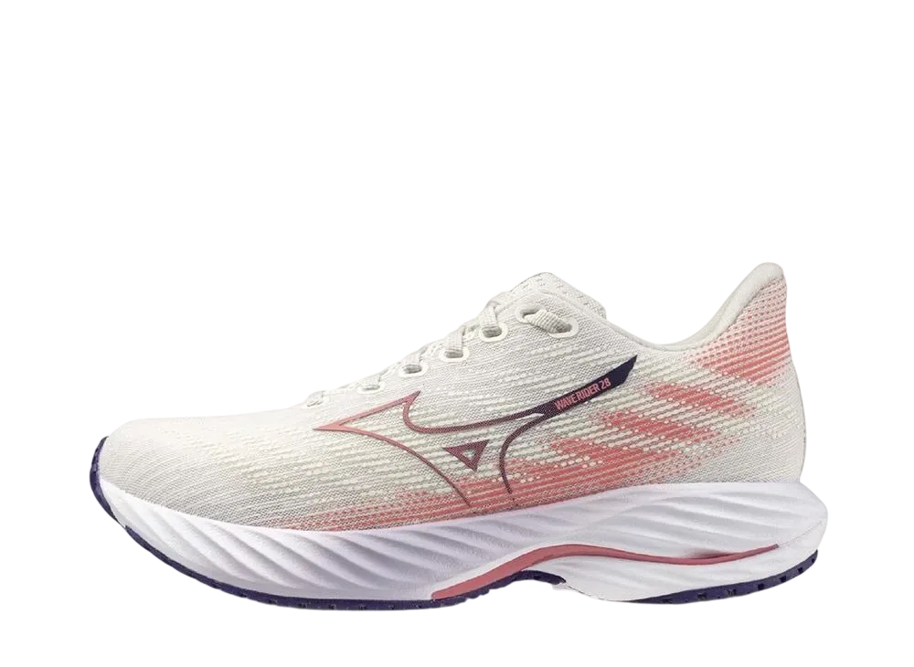ミズノ ウィメンズ ウエーブライダー28 "ホワイト/ピンク/パープル"