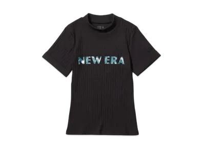 NEW ERA Golf Women's Short Sleeve Rib Mid Neck T-Shirt Palm Tree "Black"