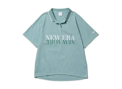NEW ERA Golf Women's Short Sleeve Skipper Polo Shirt Seersucker "Beach Kiss Blue"