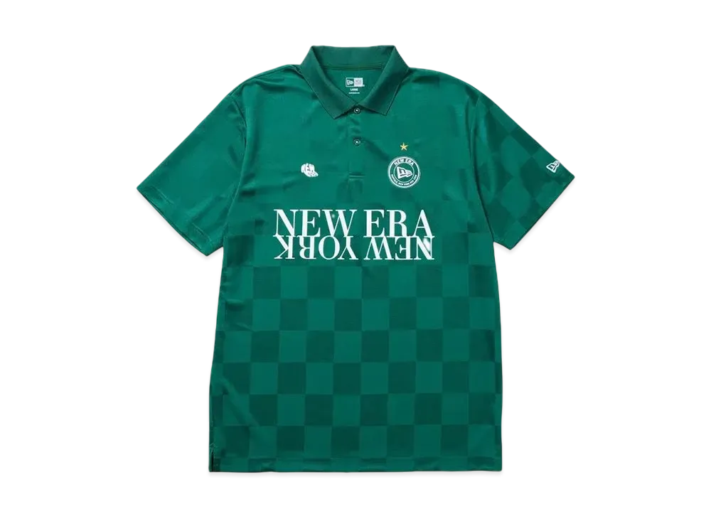 NEW ERA Golf Short Sleeve Polo Shirt Checker Pattern "Emerald Green"