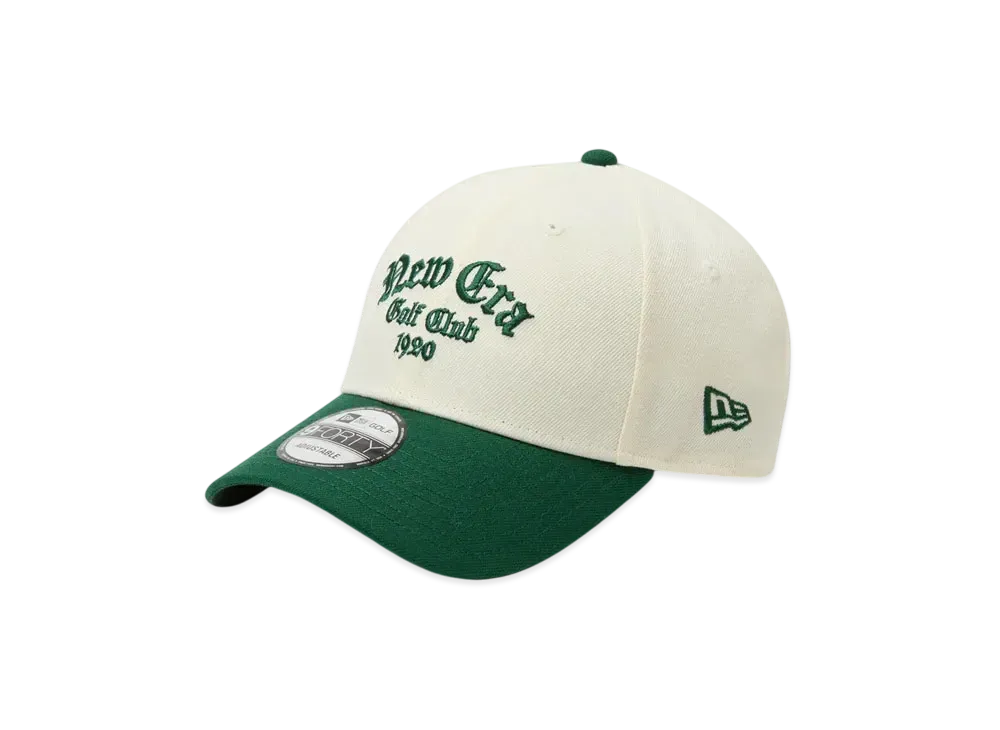 NEW ERA Golf 9Forty Old English "Chrome White/Field Green"