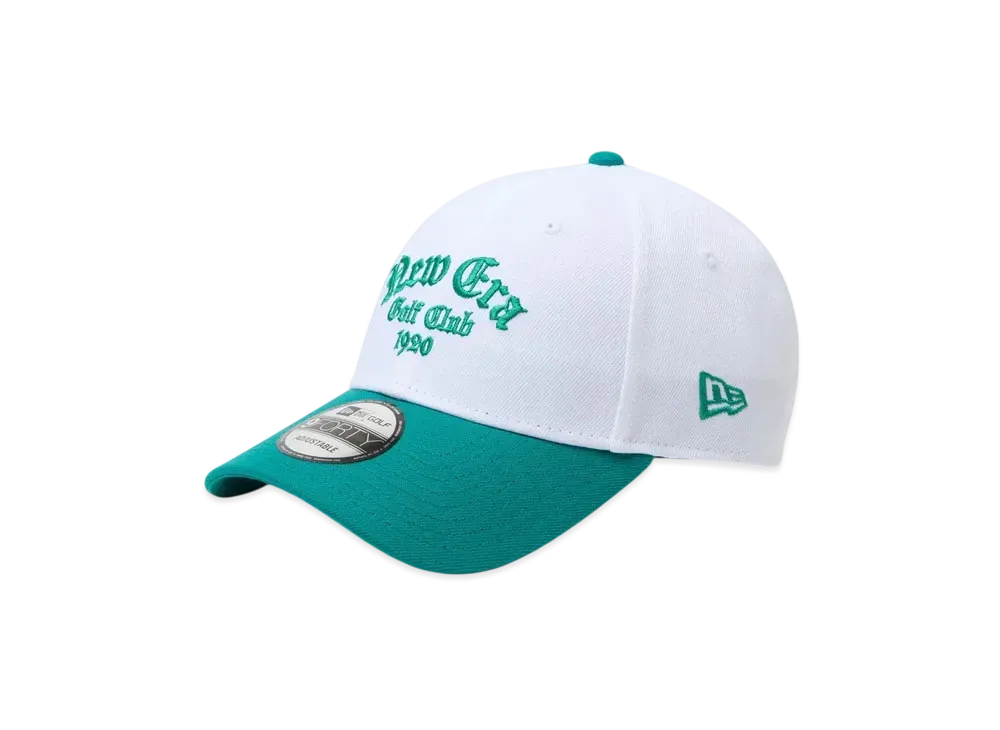 NEW ERA Golf 9Forty Old English "White/Green Forest"