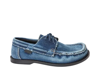 LOEWE Women's Campo boat shoe in washed denim "Raw Denim"
