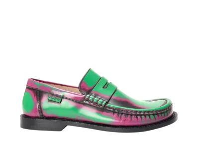 LOEWE Women's Campo Loafer in Brushed Calfskin "Green/Pink/Burgundy"