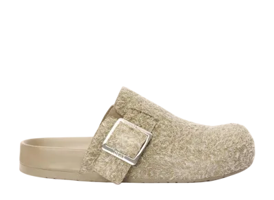 LOEWE Ease Buckle Mule in Brushed Suede "Khaki Green"