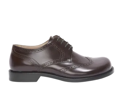 LOEWE Campo Brogue Derby in Brushed Calfskin "Dark Brown"