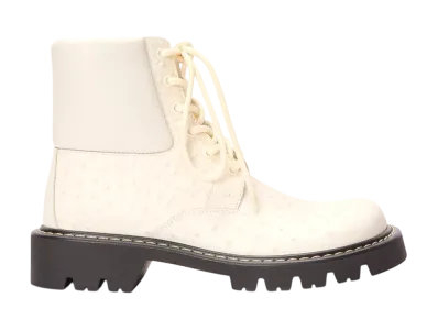 LOEWE Sierra combat ankle boot in embossed calfskin "Ecru"