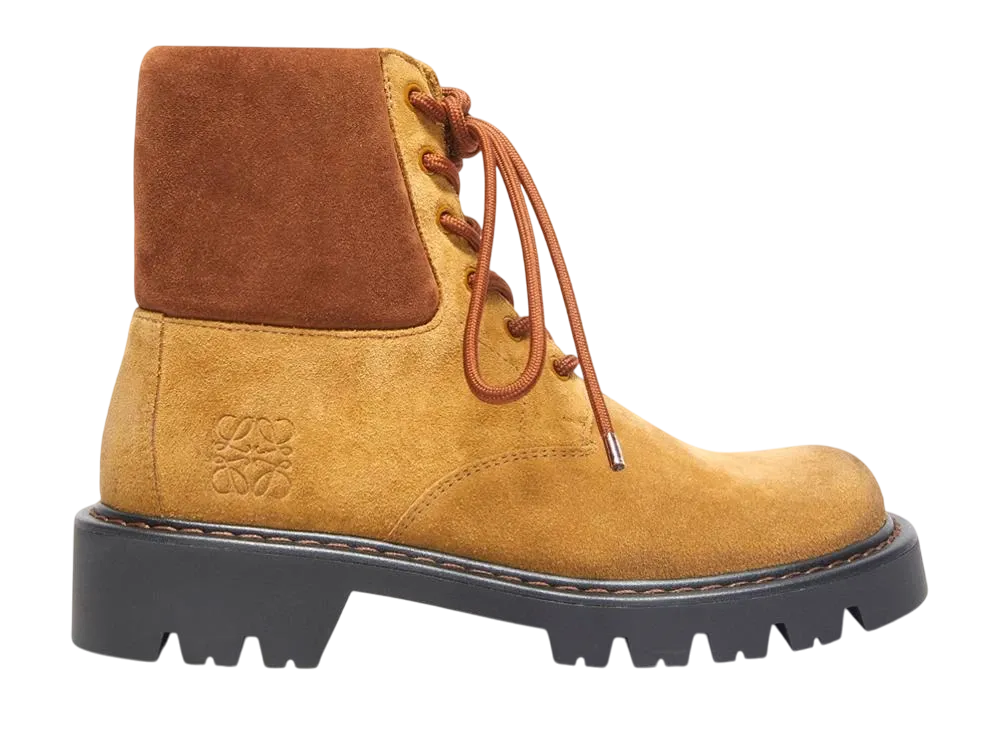 ロエベ シエラ コンバットアンクルブーツ スウェード "ミディアムタバコ/ブラウン"