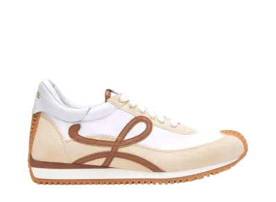 LOEWE Women's Flow Runner in Nylon and Suede "Chocolate/Almost Optic"