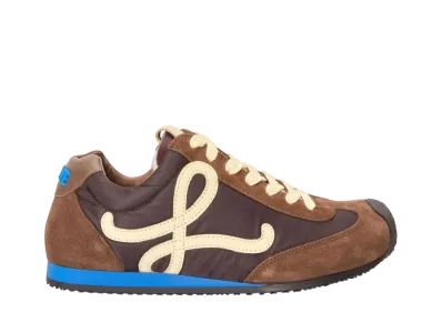 LOEWE Women's Ballet Runner 2.0 in Nylon and Calfskin "Brown/Yellow/Blue"