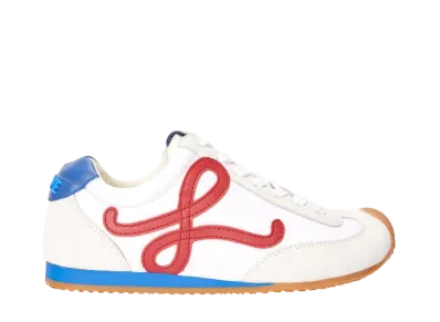LOEWE Women's Ballet Runner 2.0 in Nylon and Calfskin "White/Red/Blue"