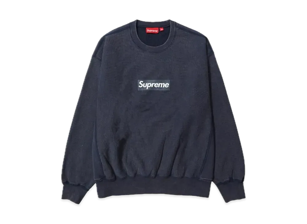 Supreme Washed Box Logo Crewneck "Navy"