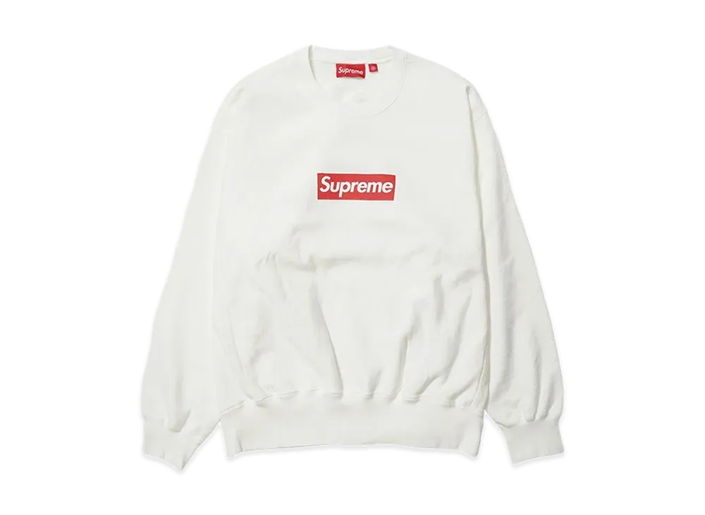 Supreme Washed Box Logo Crewneck "White"
