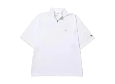 NEW ERA Performance Apparel Short Sleeve Oversized Performance Half Zip T-Shirt Wordmark "White"