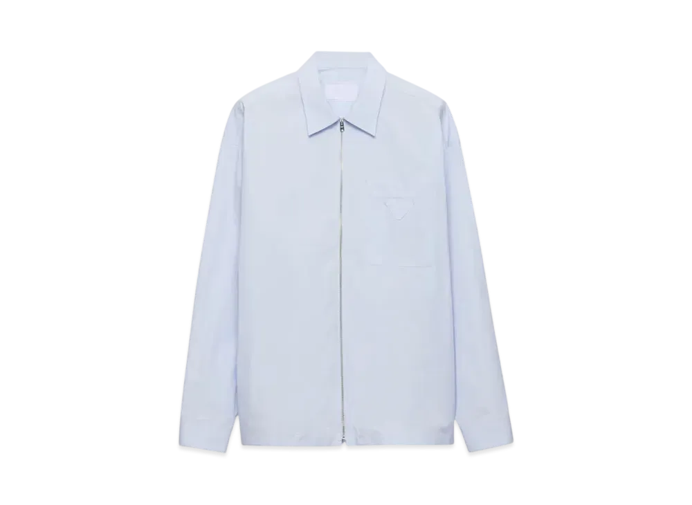 PRADA Men's Cotton Zipper Shirt "Sky Blue"
