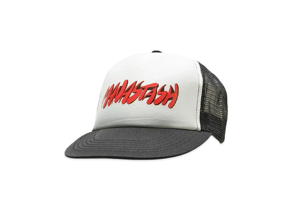 MANASTASH SWOOSH LOGO MESH TRUCKER"BLACK"
