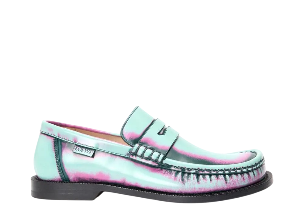ロエベ ウィメンズ カンポ ローファー ブラッシュドカーフ "ミント/ピンク/フォレストグリーン"