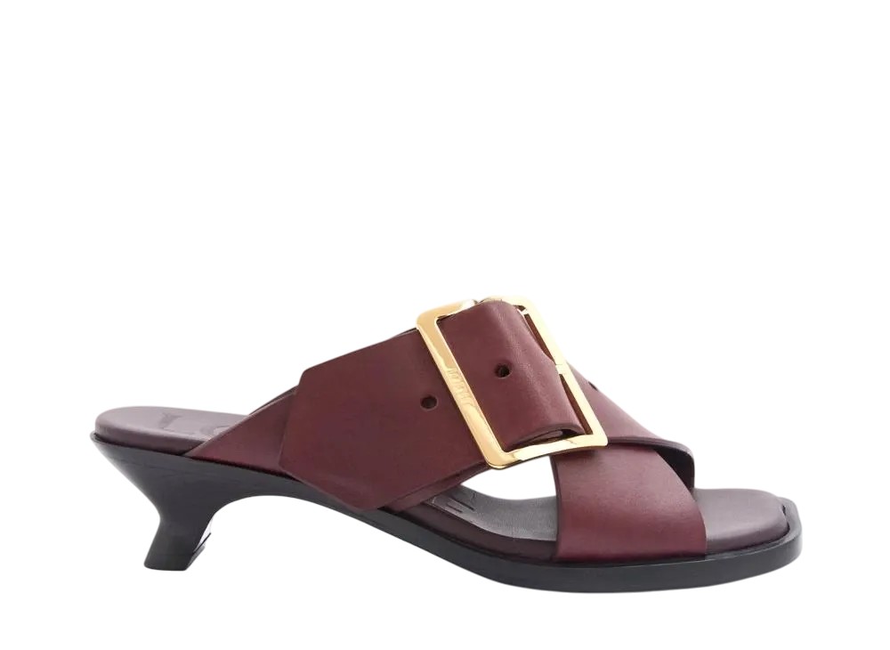 LOEWE Women's Petal Belt sandal in vegetable-tanned calfskin "Burgundy"