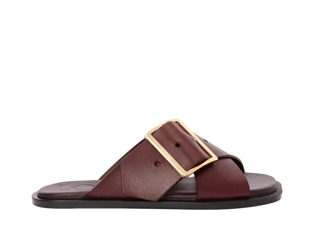 ロエベ ウィメンズ ペタル ベルト フラットサンダル ベジタブルタンニンカーフ "バーガンディ"