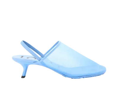 LOEWE Women's Petal slingback heel sandal in mesh "Sea Blue"