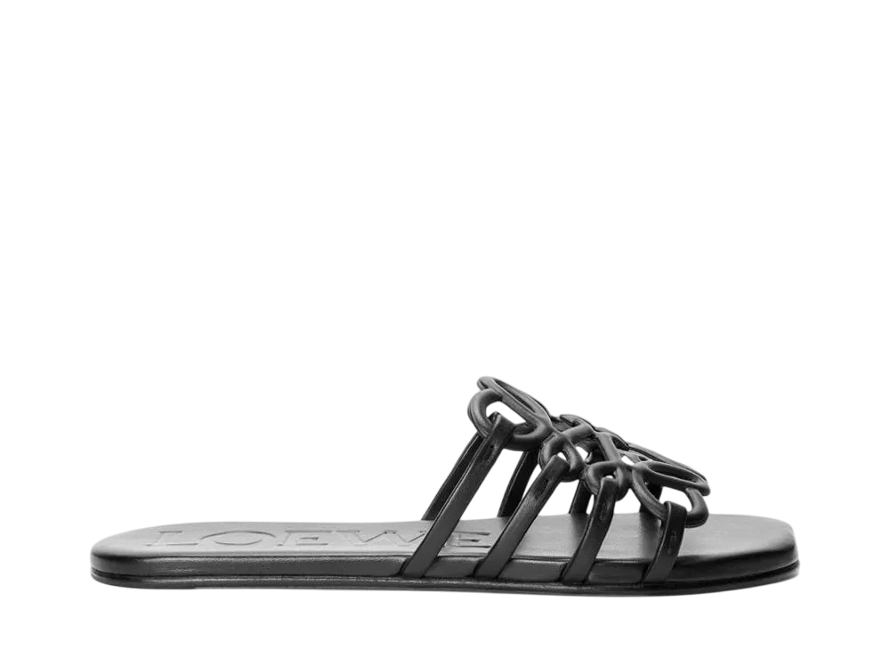 ロエベ ウィメンズ ペタル アナグラム スライド ソフトカーフ "ブラック"