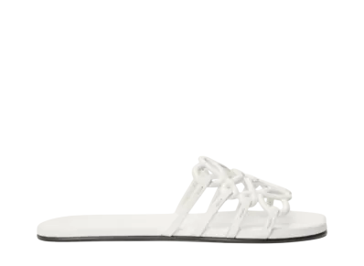 LOEWE Women's Petal Anagram Slide in Soft Calfskin "Anthurium White"