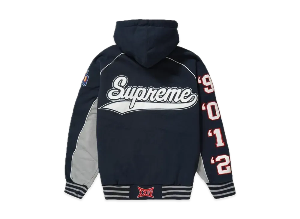 Supreme Playoffs Zip Up Hooded Sweatshirt "Navy"