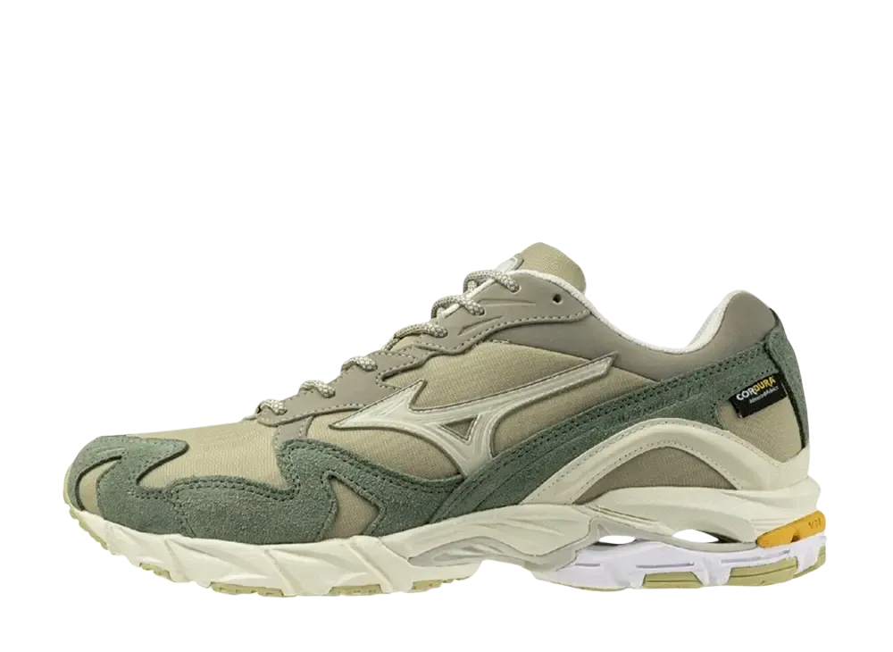ミズノ ウェーブライダー10 コーデュラ "グレージュ/オフホワイト/グリーン"