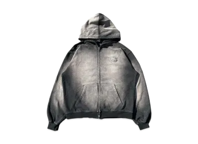 9090 Motion King Logo Pigment Zip Hoodie"BLACK"