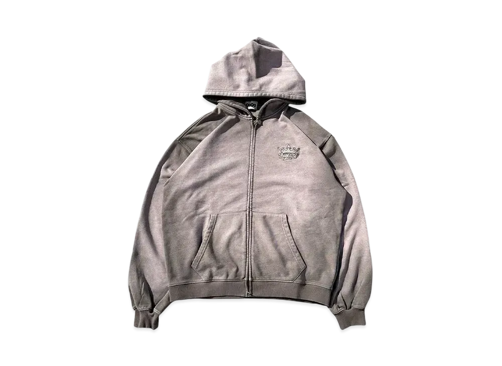 9090 Motion King Logo Pigment Zip Hoodie"GRAY"