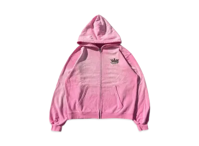 9090 Motion King Logo Pigment Zip Hoodie"PINK"