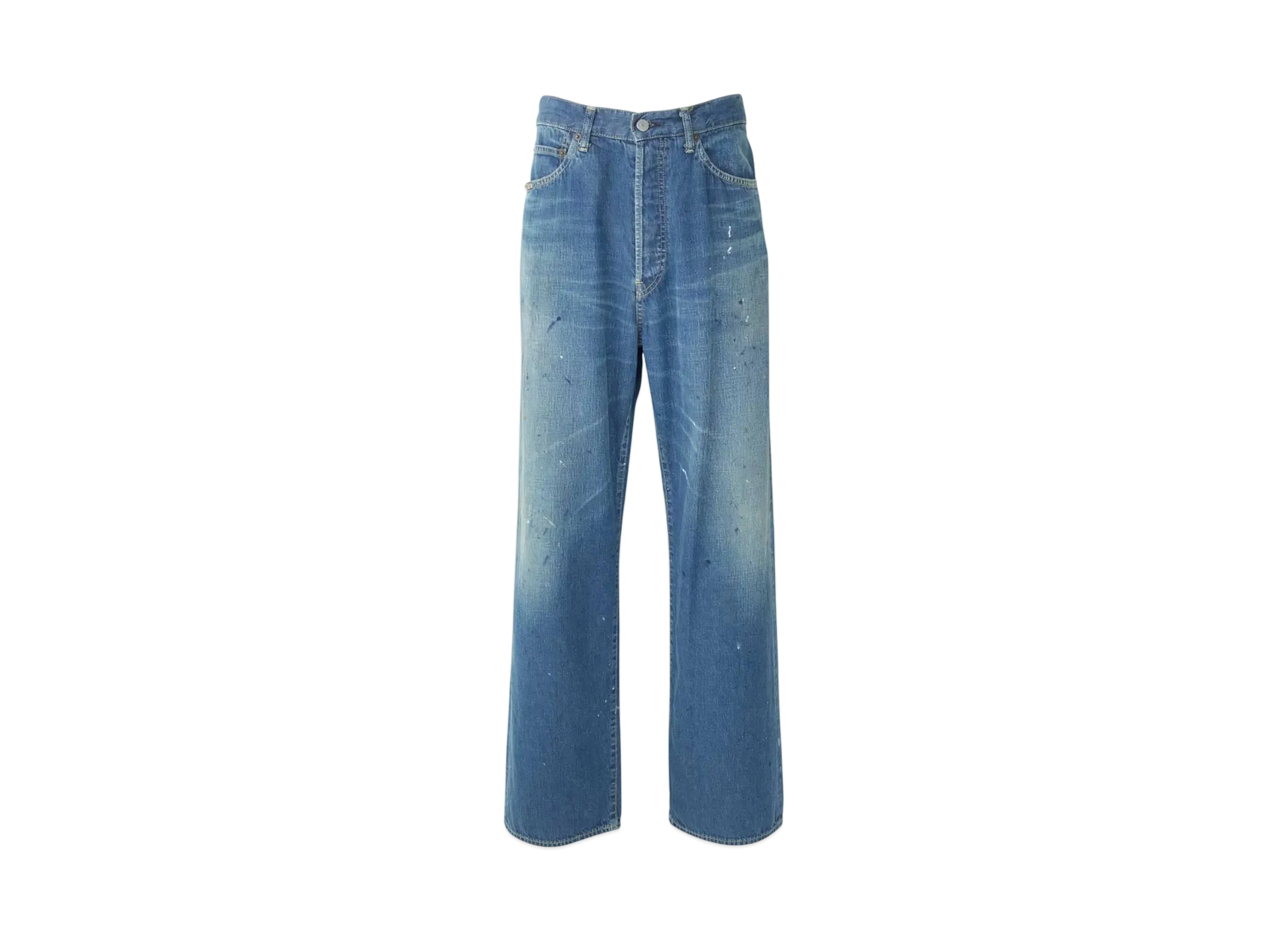 HYSTERIC GLAMOUR Wap Processing Baggy Straight Pants "Light Indigo Blue"