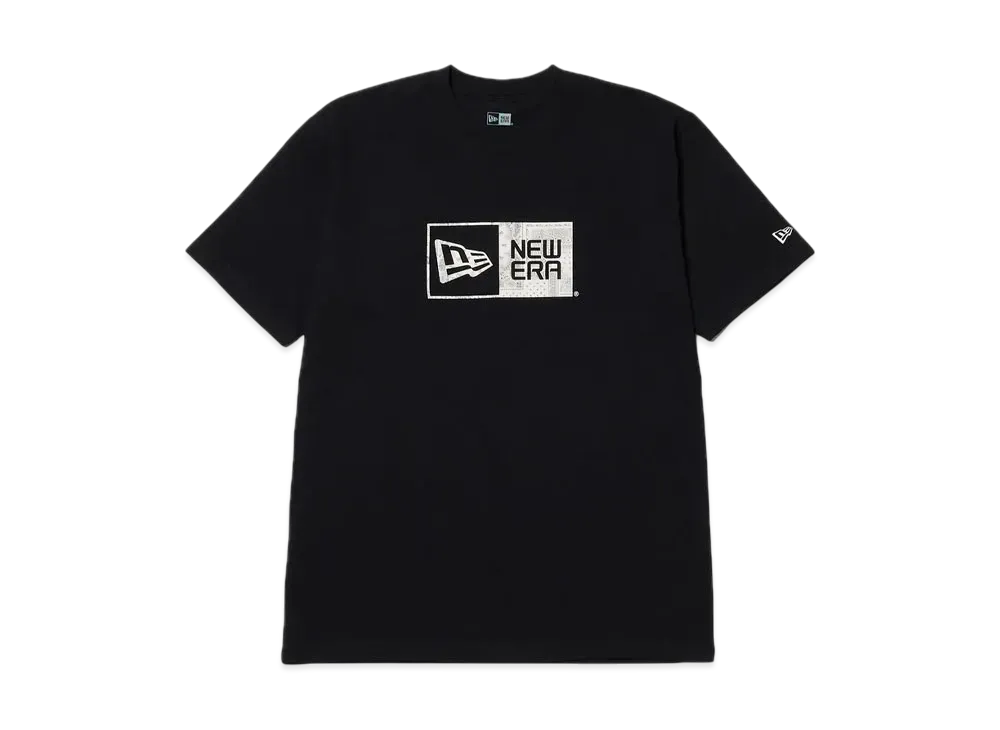NEW ERA Short Sleeve Cotton T-Shirt Floral Paisley Box Logo Regular Fit "Black"
