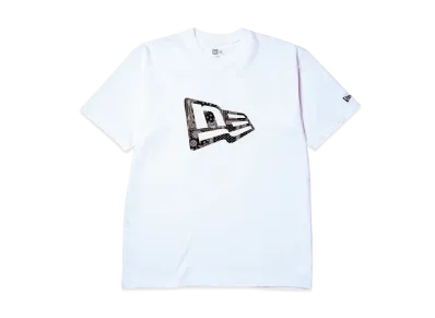 NEW ERA Short Sleeve Cotton T-Shirt Floral Paisley Flag Logo Regular Fit "White"