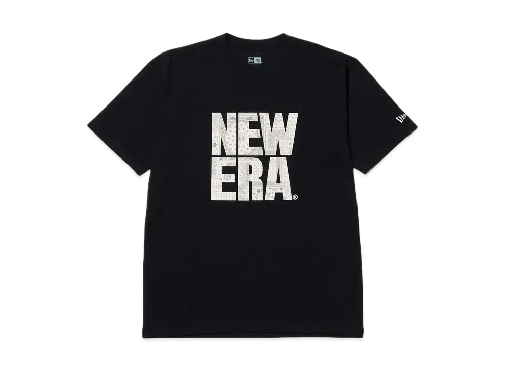 NEW ERA Short Sleeve Cotton T-Shirt Floral Paisley Square New Era Regular Fit "Black"