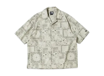 NEW ERA Short Sleeve Open Collar Shirt Floral Paisley "Stone"