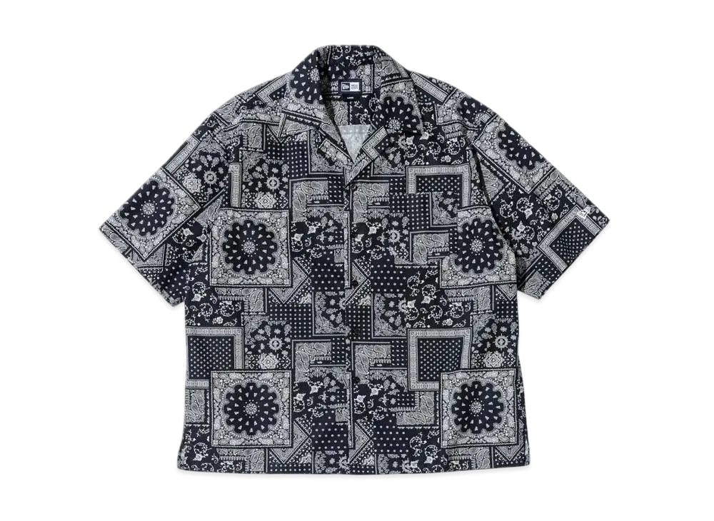 NEW ERA Short Sleeve Open Collar Shirt Floral Paisley "Black"