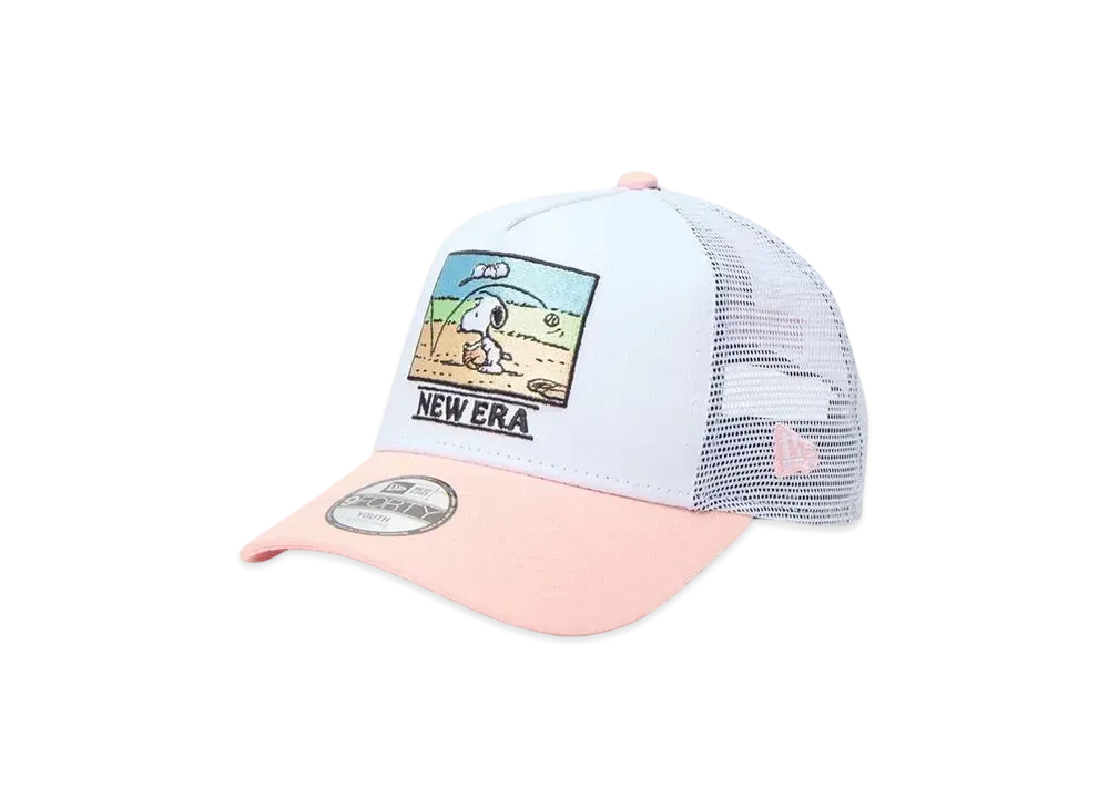 NEW ERA x PEANUTS Youth 9Forty A-Frame Tracker Baseball "White/Pink Lemonade"