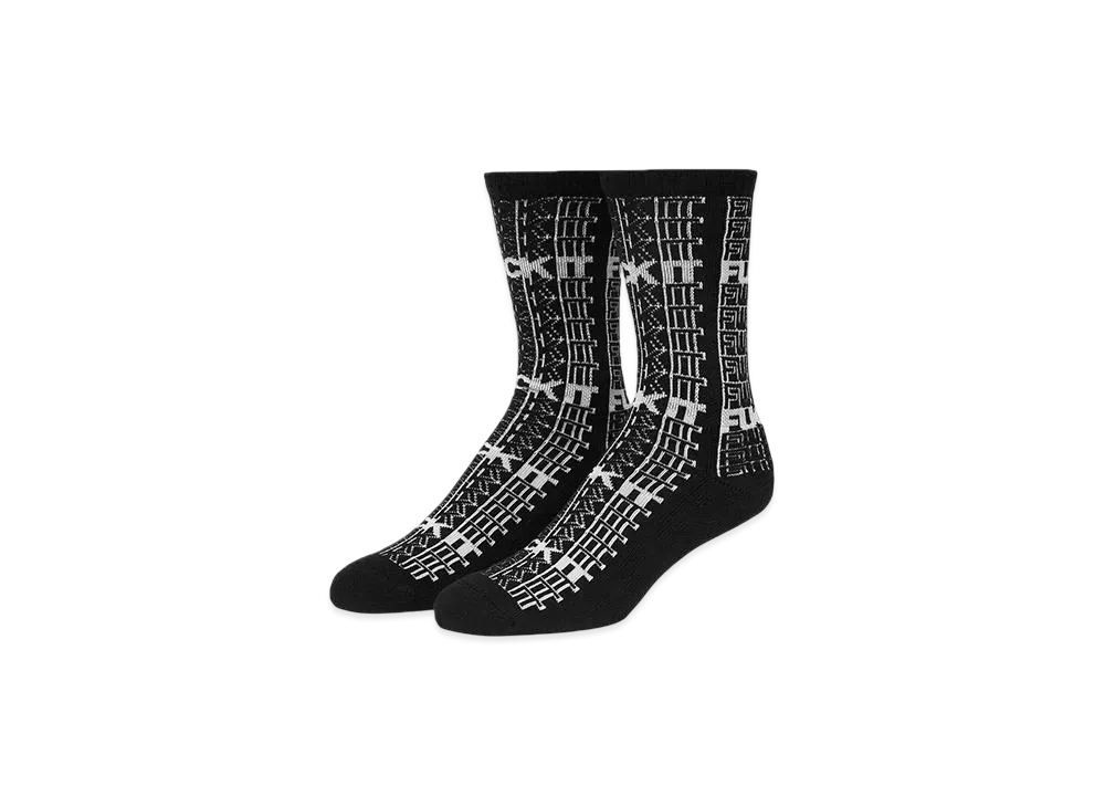 HUF Fuck It Repeat Crew Socks "Black"