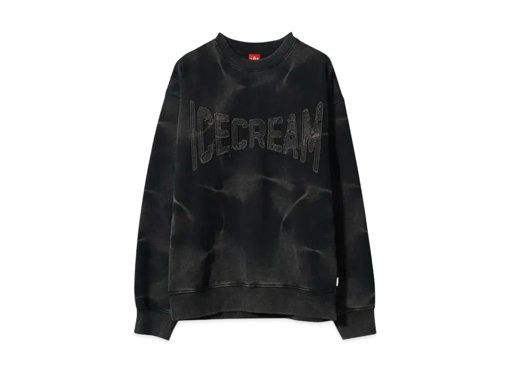 ICECREAM FAST WASHED CREWNECK SWEATSHIRT"BLACK"