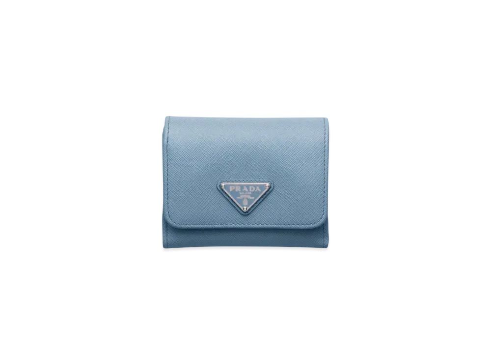 PRADA Small Saffiano Leather Wallet "Light Blue"