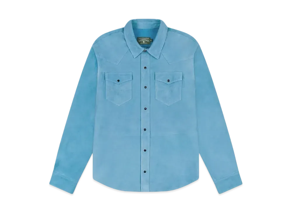 DENIM TEARS Suede Leather Shirt "Blue"